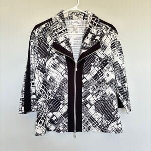 Joseph Ribkoff Size 14 Full Zip Jacket Cardigan Graphic Print Office Art To Wear